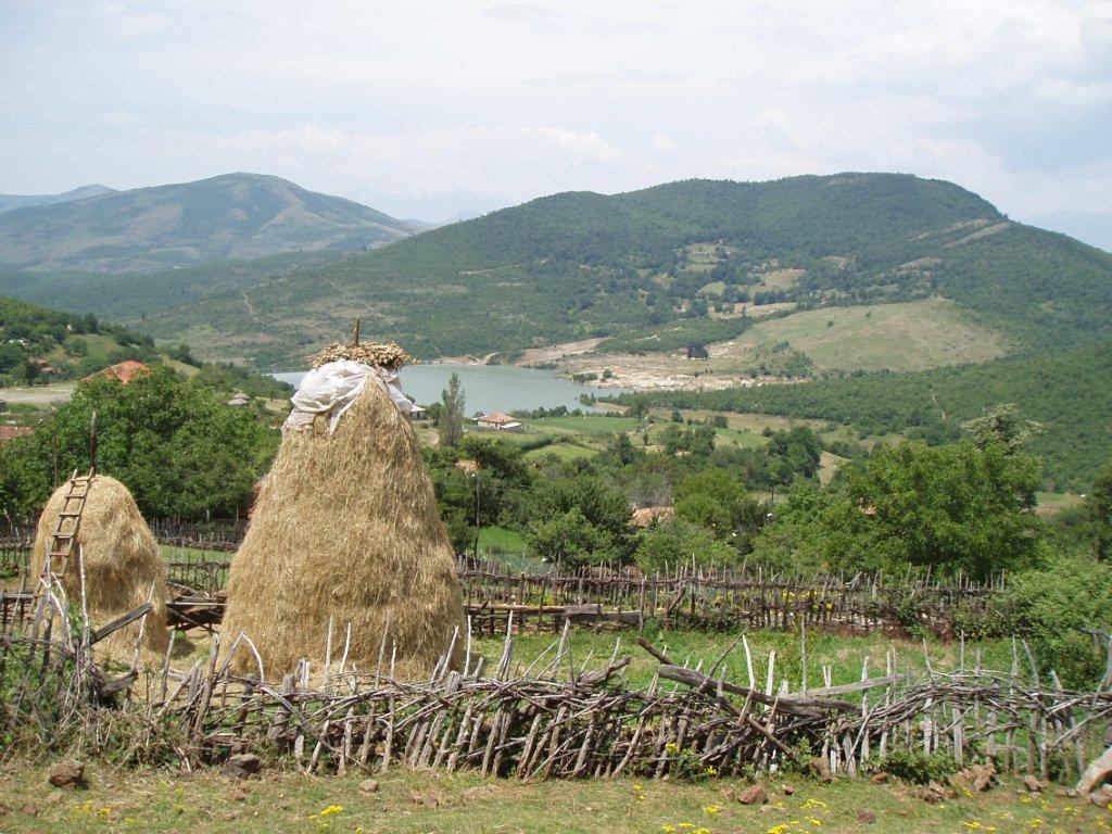 Scenic view of fields and hills