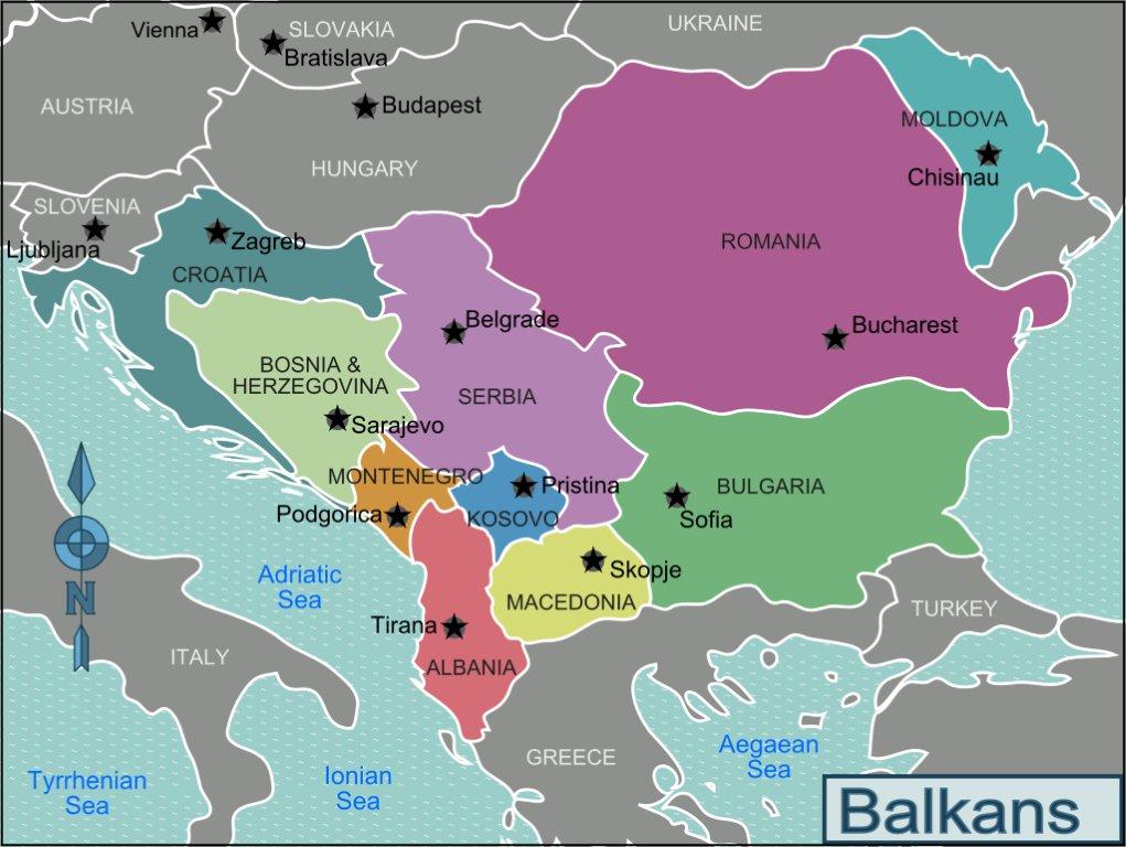 Map of Balkan countries