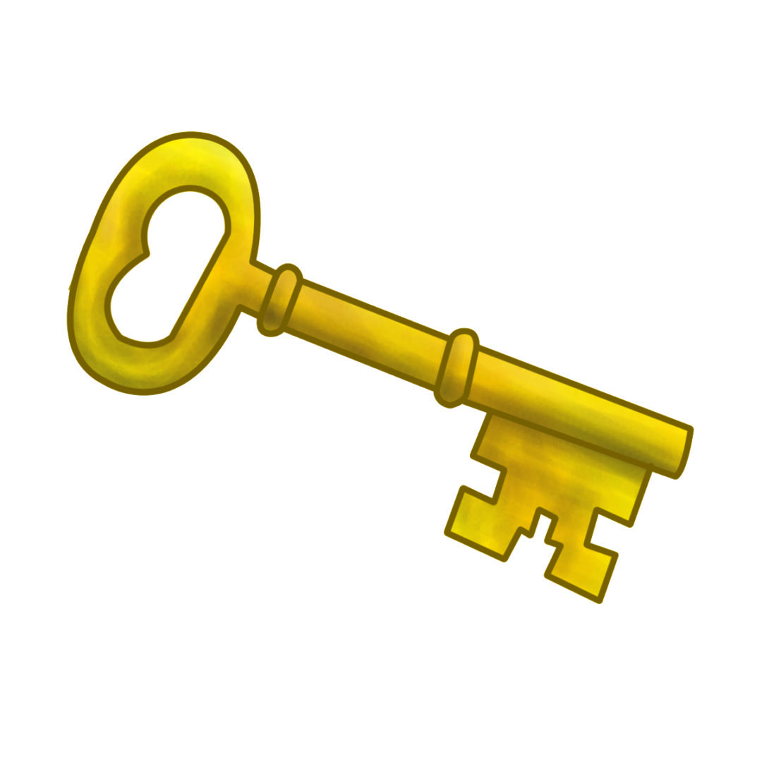 Heart-shaped handle gold key