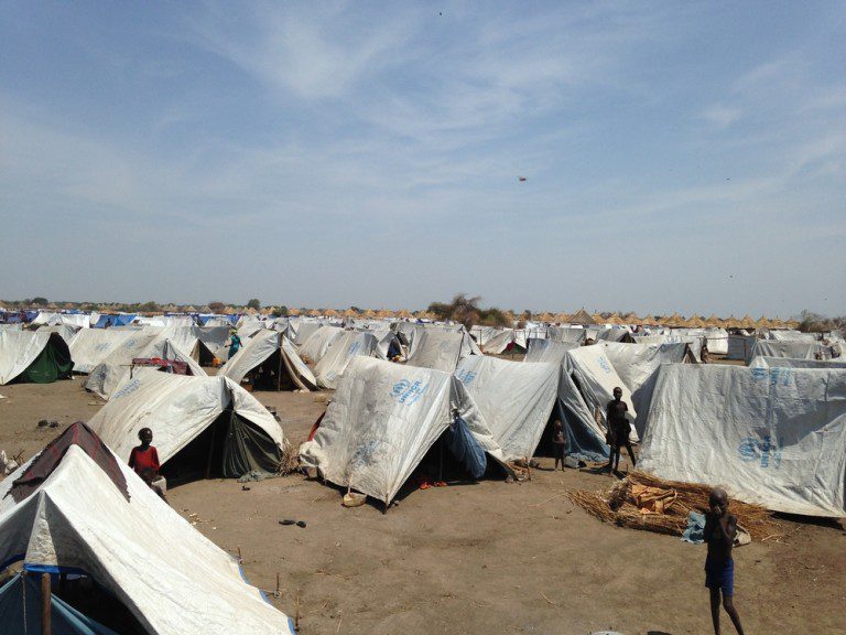 Refugee camp with makeshift tents