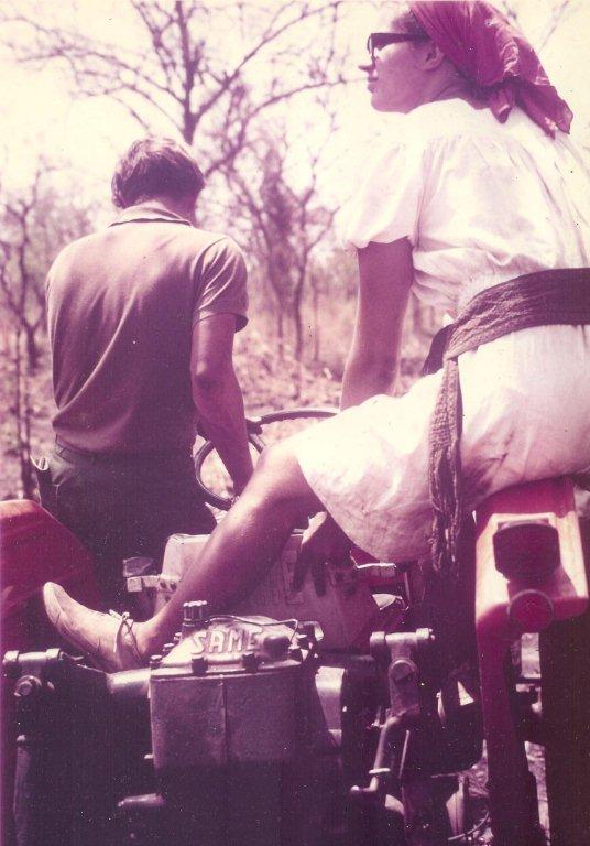 Rural scene with tractor and people