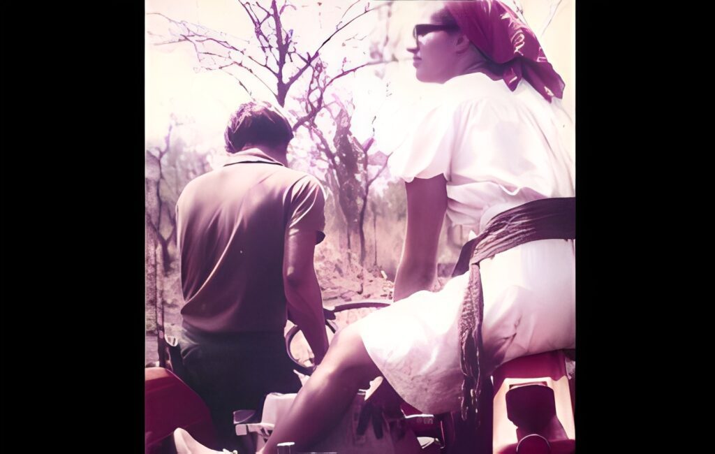 Man and woman on a tractor ride