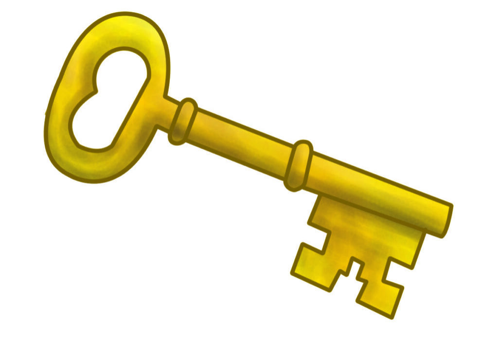 Heart-shaped handle gold key